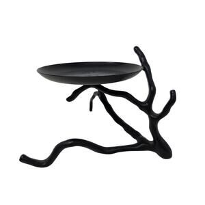 PartyLite Blue Tag Black Branch Pillar Candle Holder Rustic Metal Stand